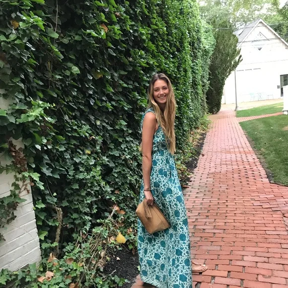 knee length dresses for ladies Natalie Martin Heather Maxi Dress - Thick Stripe Jade